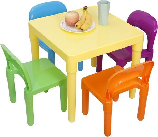 Kids Plastic Table and 4 Chairs Set