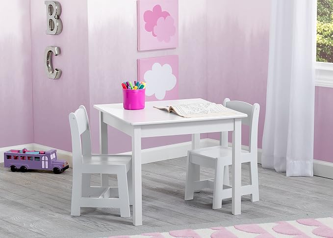Kids Wooden Table and Chair Set with 2 Chairs