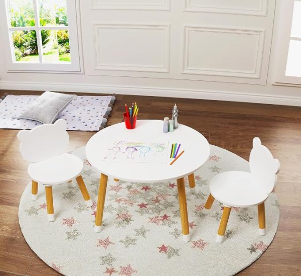 Kids Round Wooden Table and 2 Chairs Set